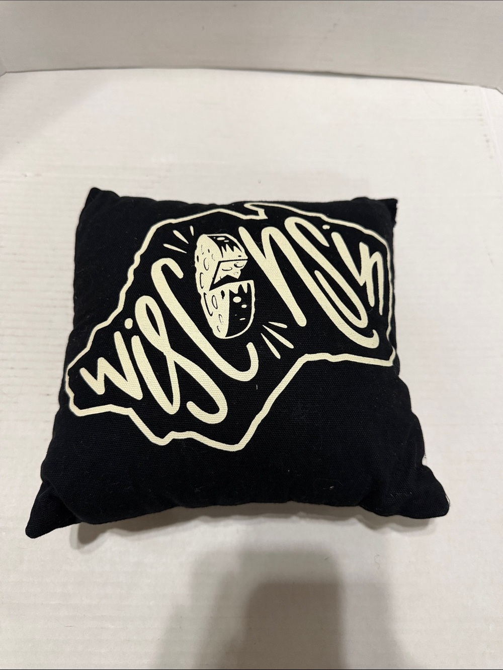 Primitives by Kathy Small Wisconsin State Pillow with Cream Graphic